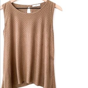RIPE Tan Key Hole Back Flowy Tank Top